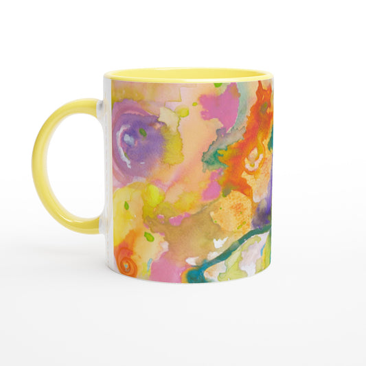 Ceramic Mug - Coloured inside - Watercolour Abstract Print