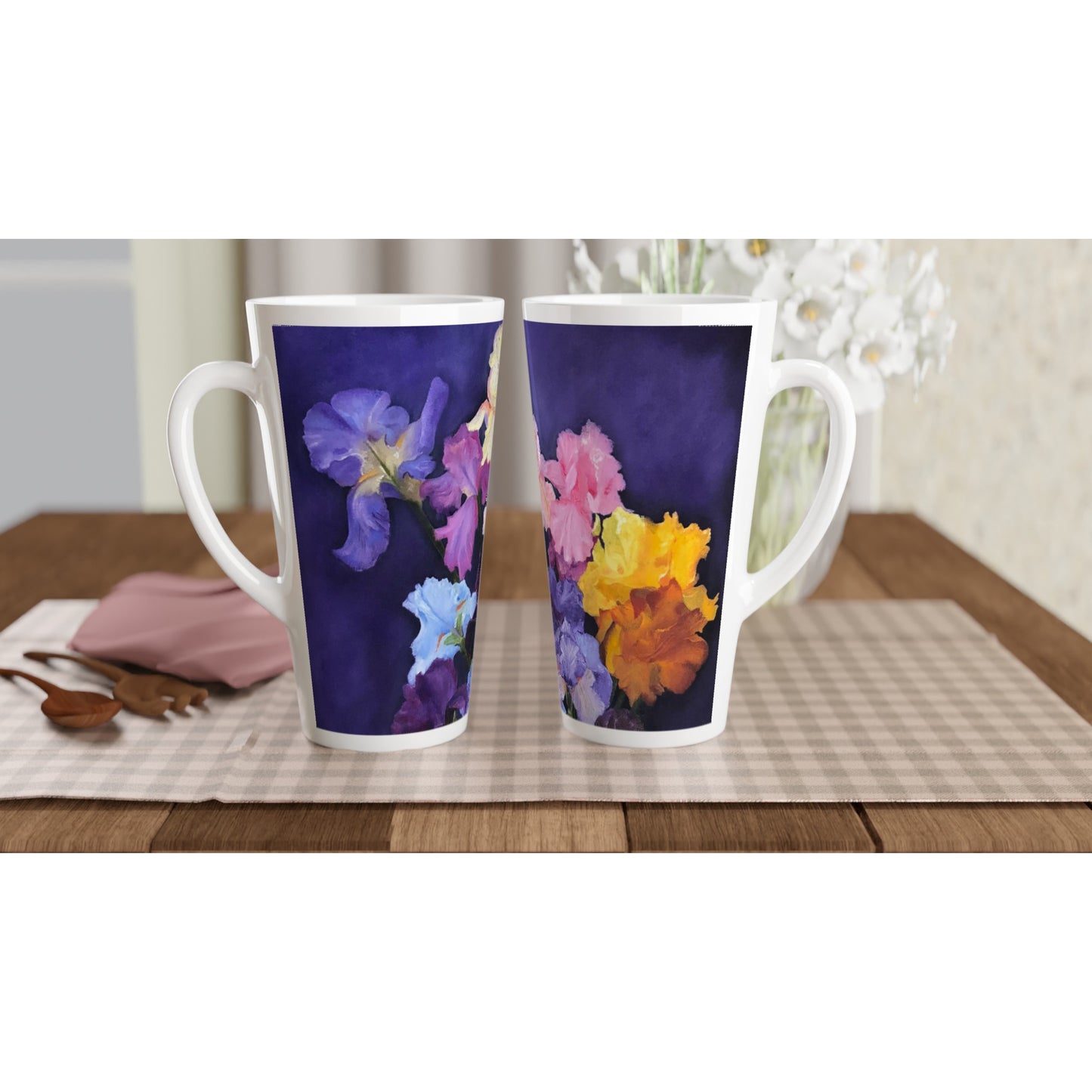 Ceramic Mug - Beautiful Irises Oil Painting