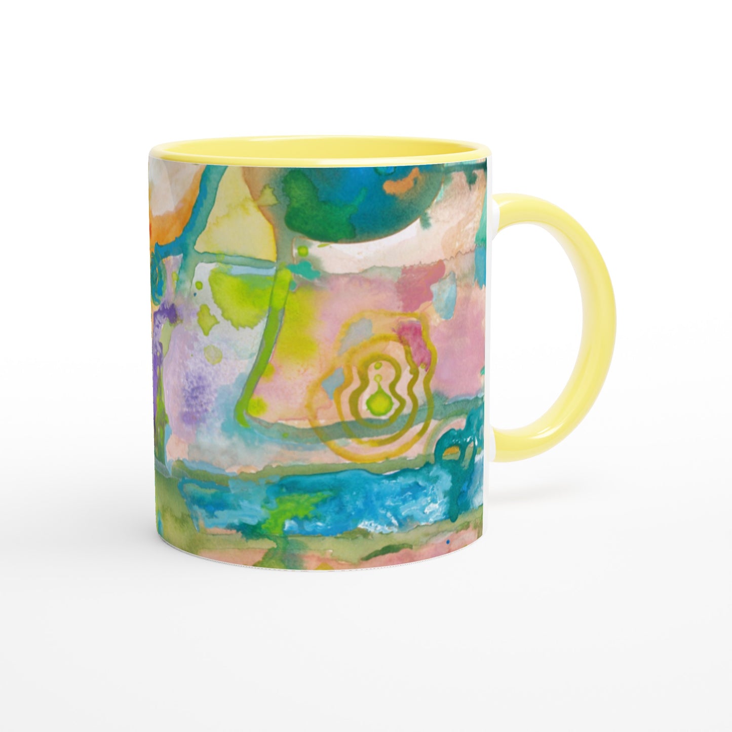 Ceramic Mug - Coloured inside - Watercolour Abstract Print