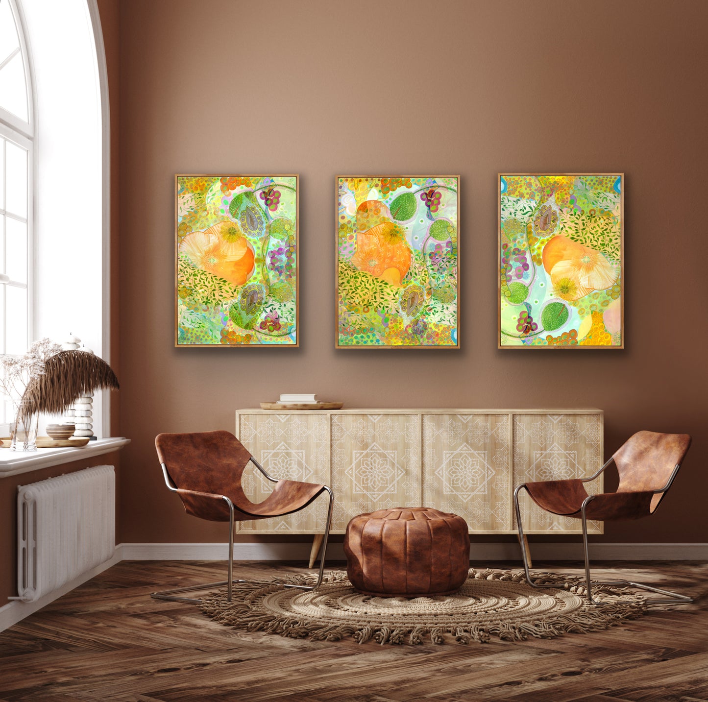 Printable Wall Art - Art Nuveau - Fertile Garden Triptych