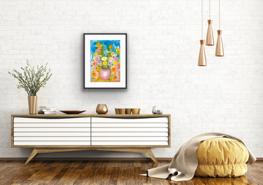 Wall Art Print - Still life - Blue and Poppies