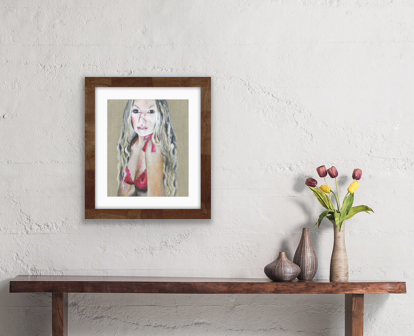 Wall Art Print - Self portrait - The red lingerie