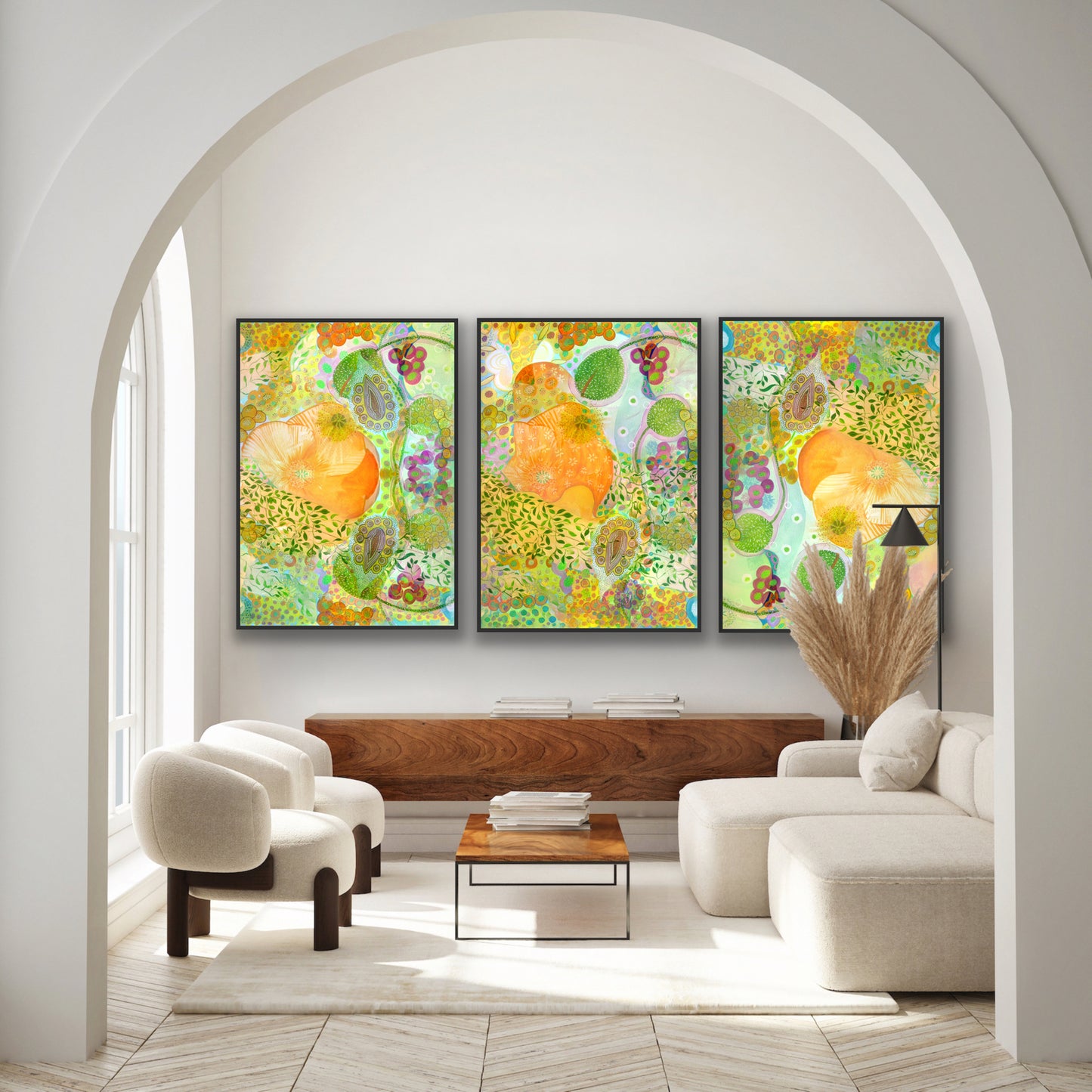 Printable Wall Art - Art Nuveau - Fertile Garden Triptych