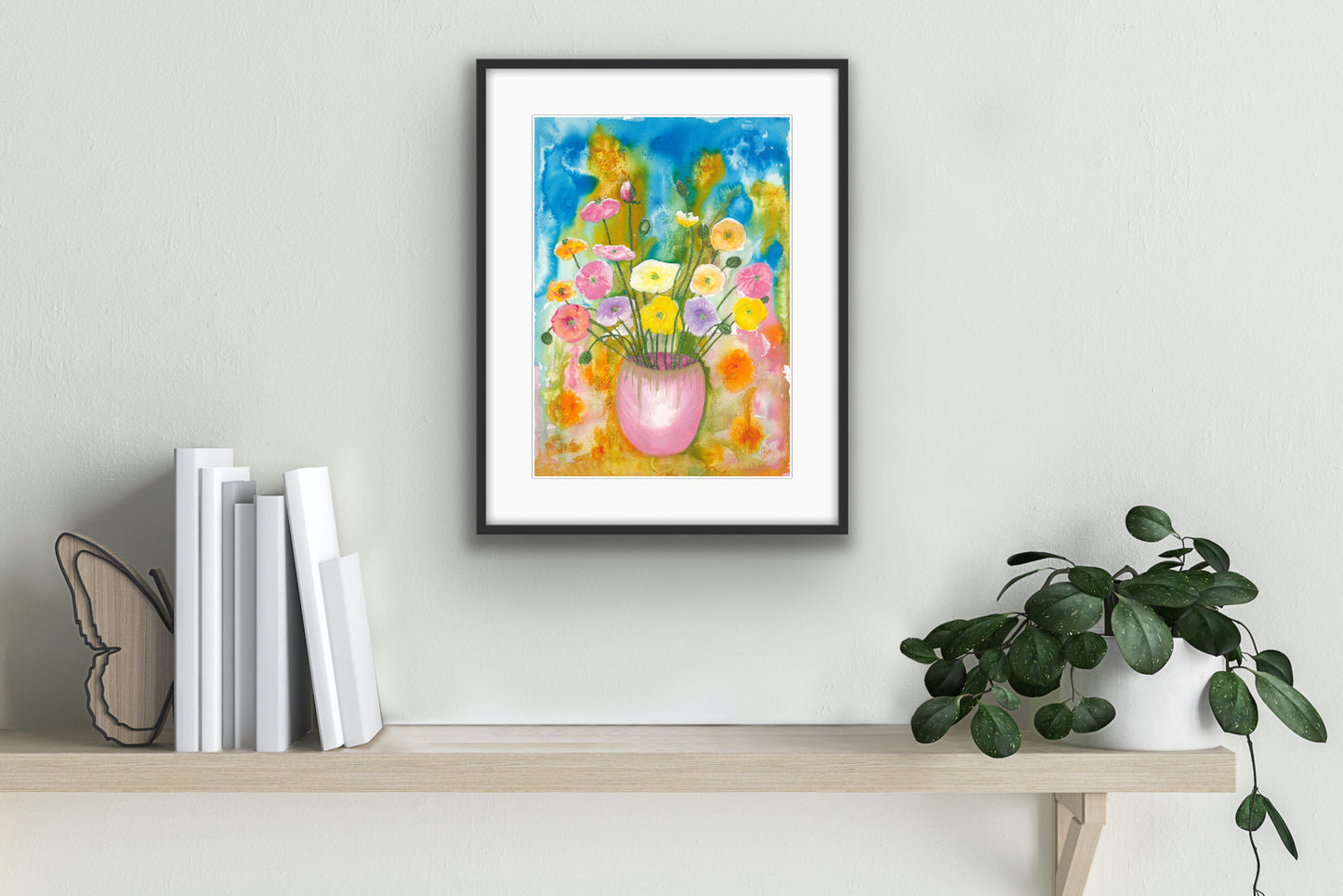 Wall Art Print - Still life - Blue and Poppies