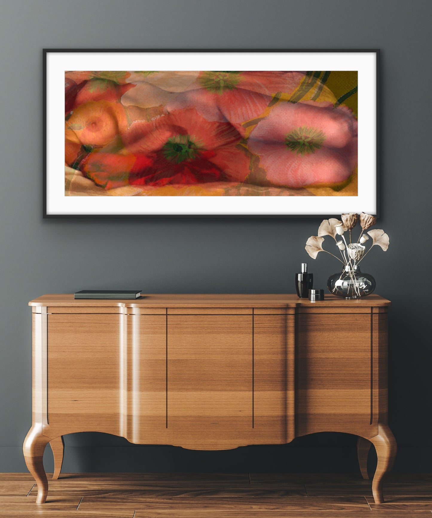 Wall Art Print - Abstract Nude, 'Floral mother of poppies'