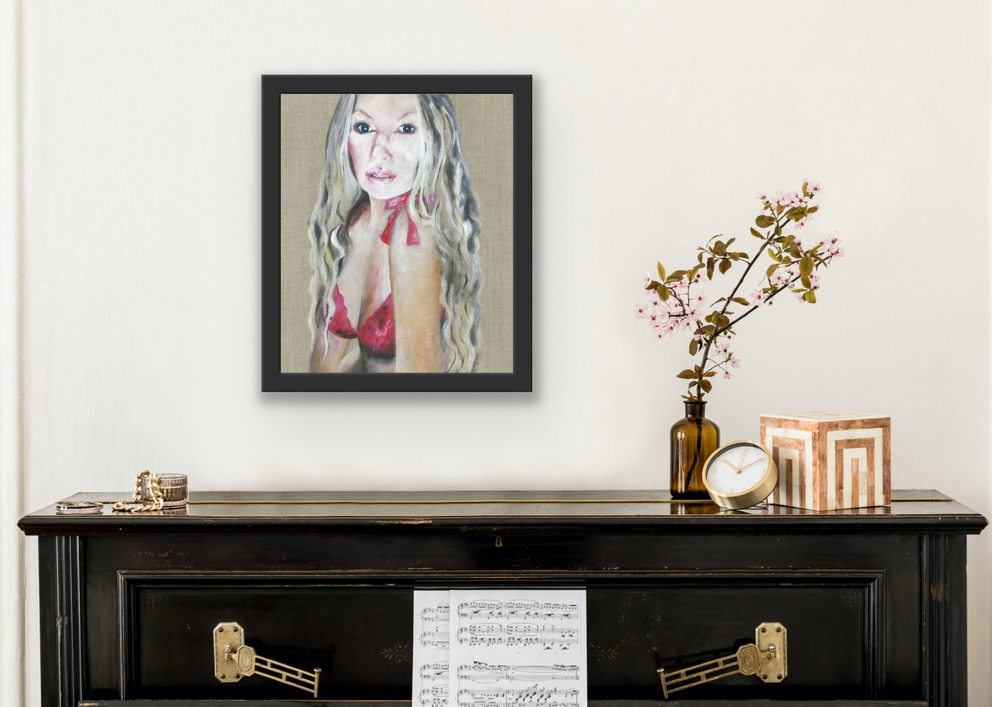 Wall Art Print - Self portrait - The red lingerie