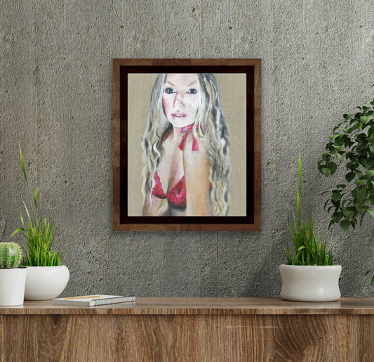 Wall Art Print - Self portrait - The red lingerie