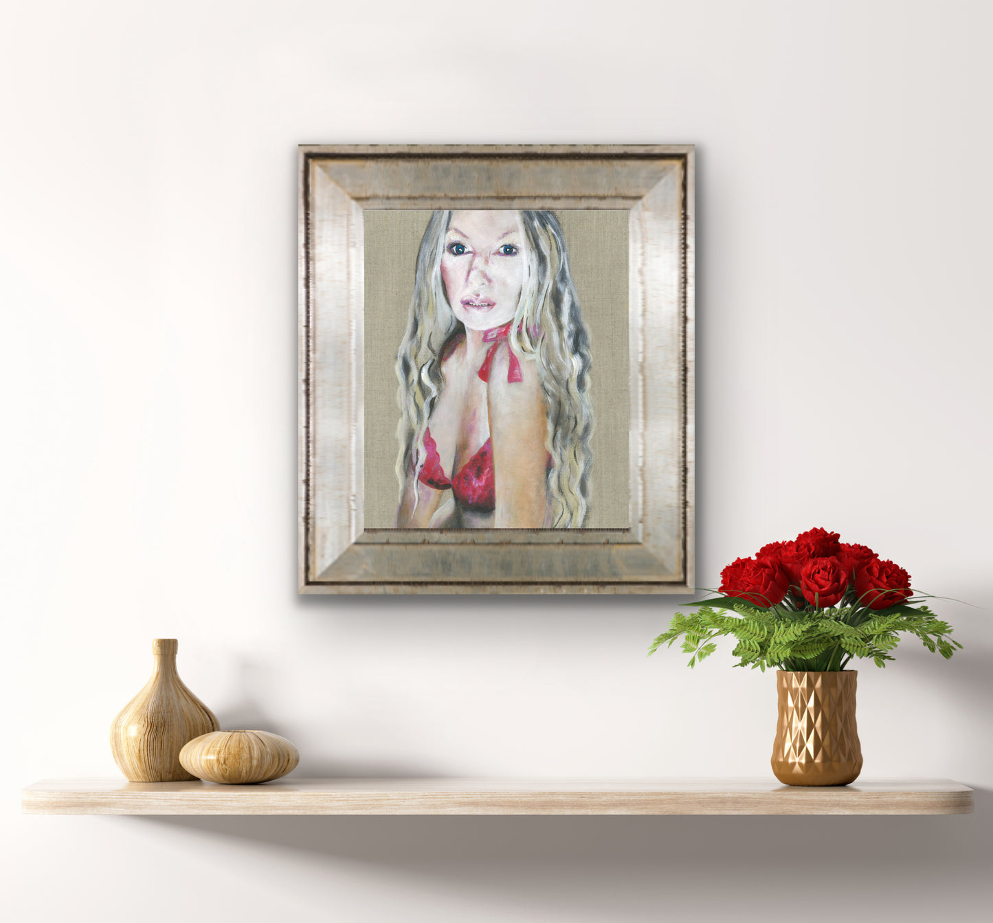 Printable wall art download, Portrait - The red lingerie