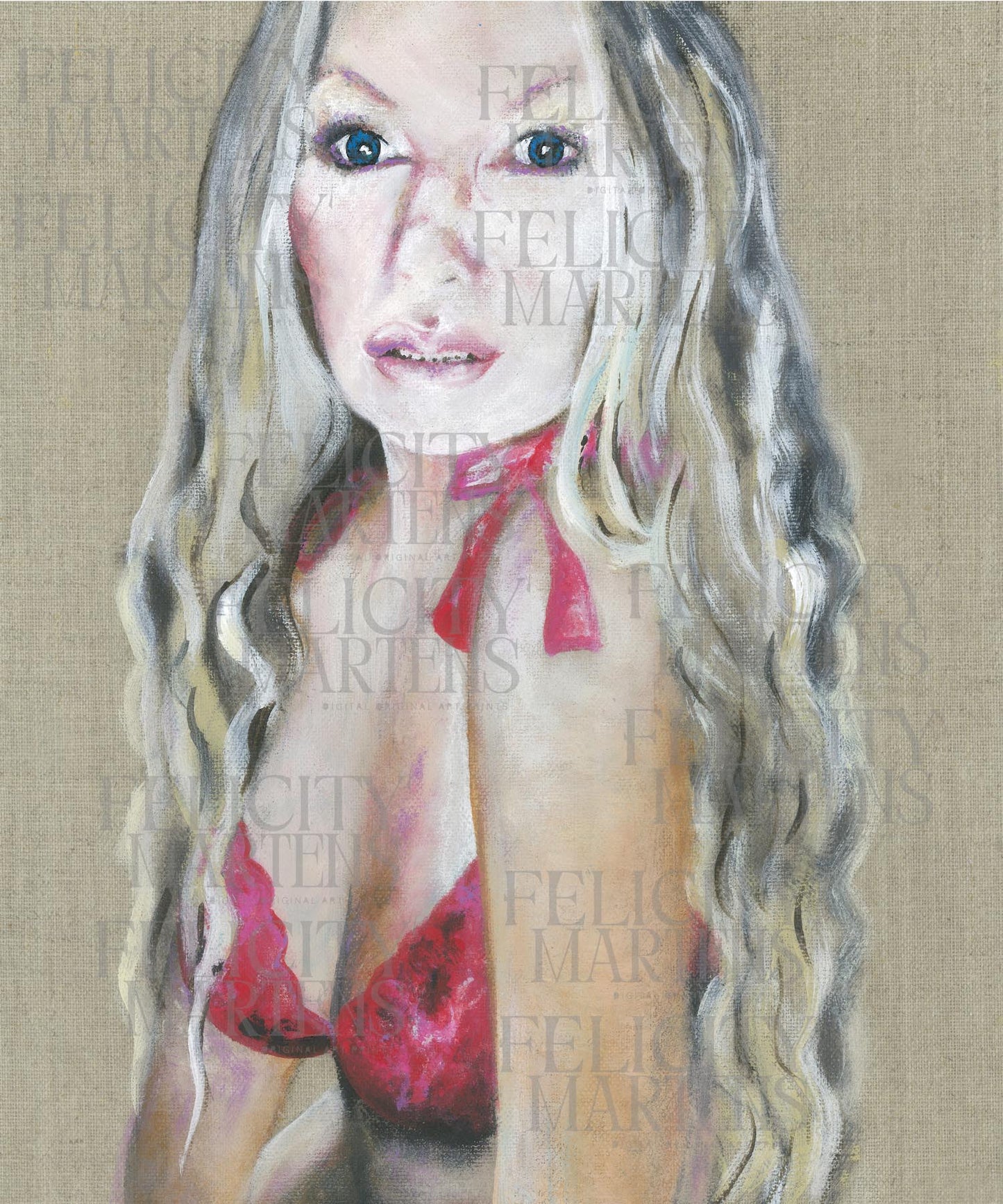 Wall Art Print - Self portrait - The red lingerie