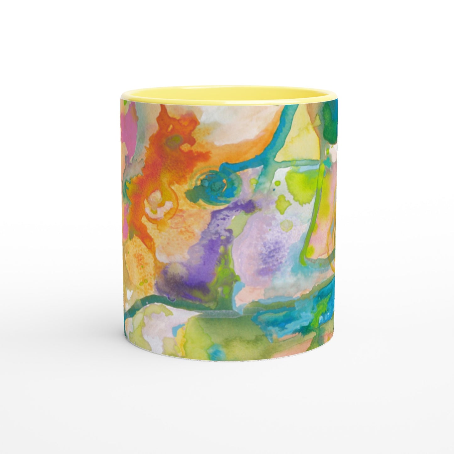 Ceramic Mug - Coloured inside - Watercolour Abstract Print