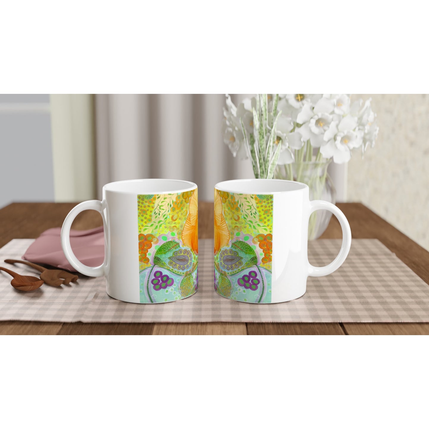 Ceramic Mug with Trippy Art Nuveau Print