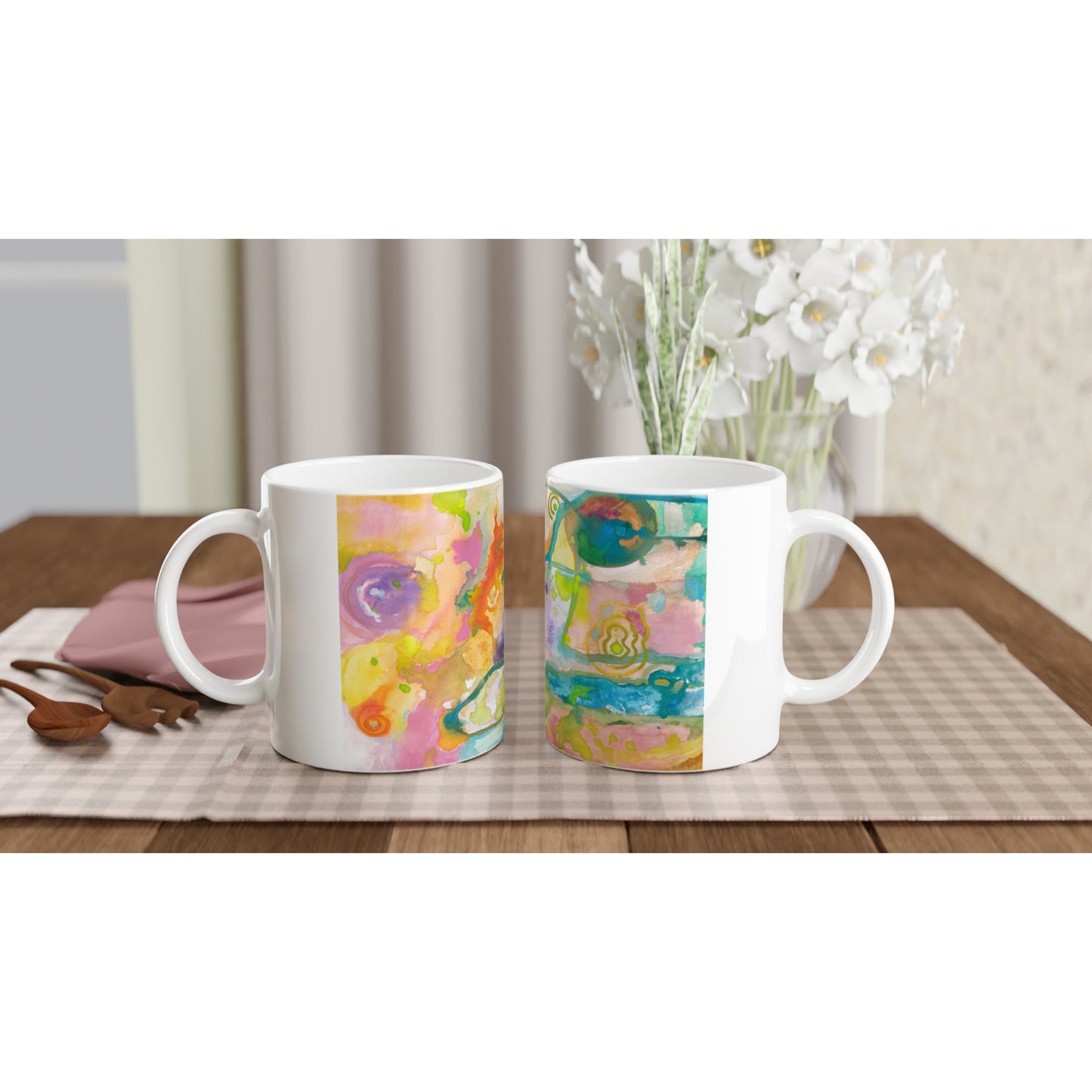 Ceramic Mug with Abstract Watercolour Print