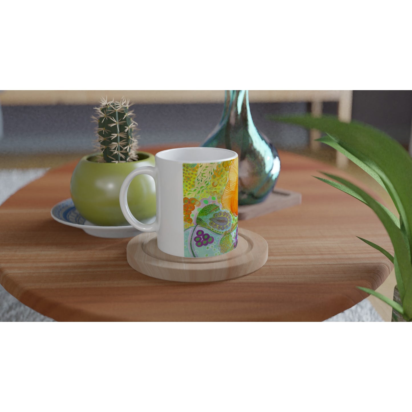 Ceramic Mug with Trippy Art Nuveau Print